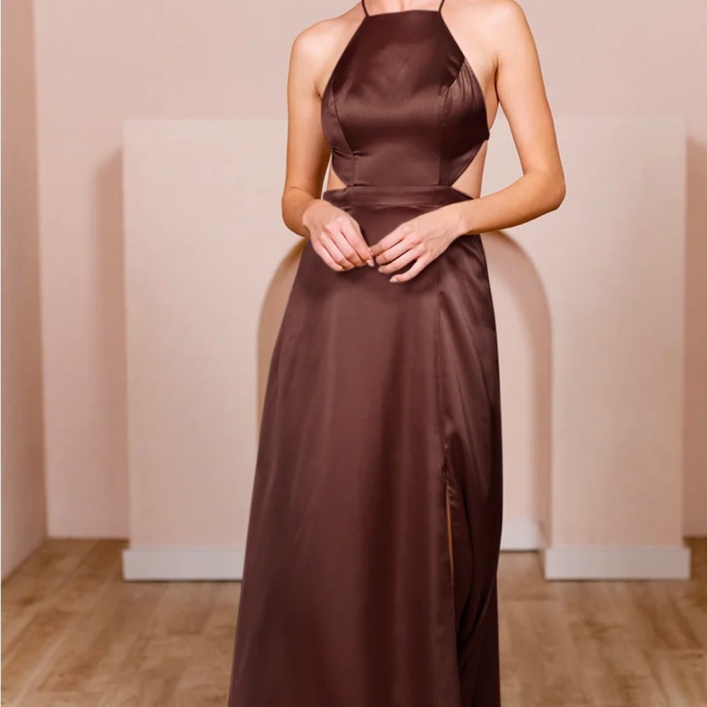 Reverly Mahogany Brown Halter Dress